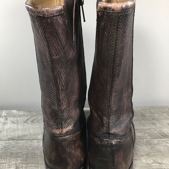 BED STU 190 Distressed Brown Leather Womens Riding Short Inside Zip Boots Size 7 - Picture 6 of 10